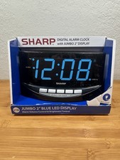 SHARP Easy to See Alarm Clock with Jumbo 2  Numbers - Bright Blue LED Display