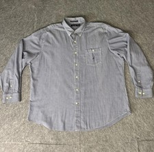 Nautica Mens XXL Long Sleeve Button-Down Shirt Blue Gingham Check    100 Cotton
