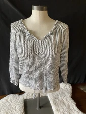 MAX STUDIOS V NECK  STRIPED FLOWY SHIRT SZ L