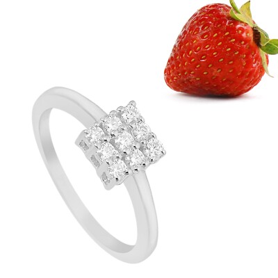 925 Sterling Silver 0.25 Ctw Round Moissanite Nine Stone Women Stackable Ring