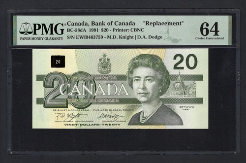 Canada 20 Dollars 1991 BC-58dA "Replacement" Uncirculated Grade 64