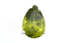 Peridot Pear Gemstone Gem Stone Sterling Silver Tie Tack ESTT36/12523