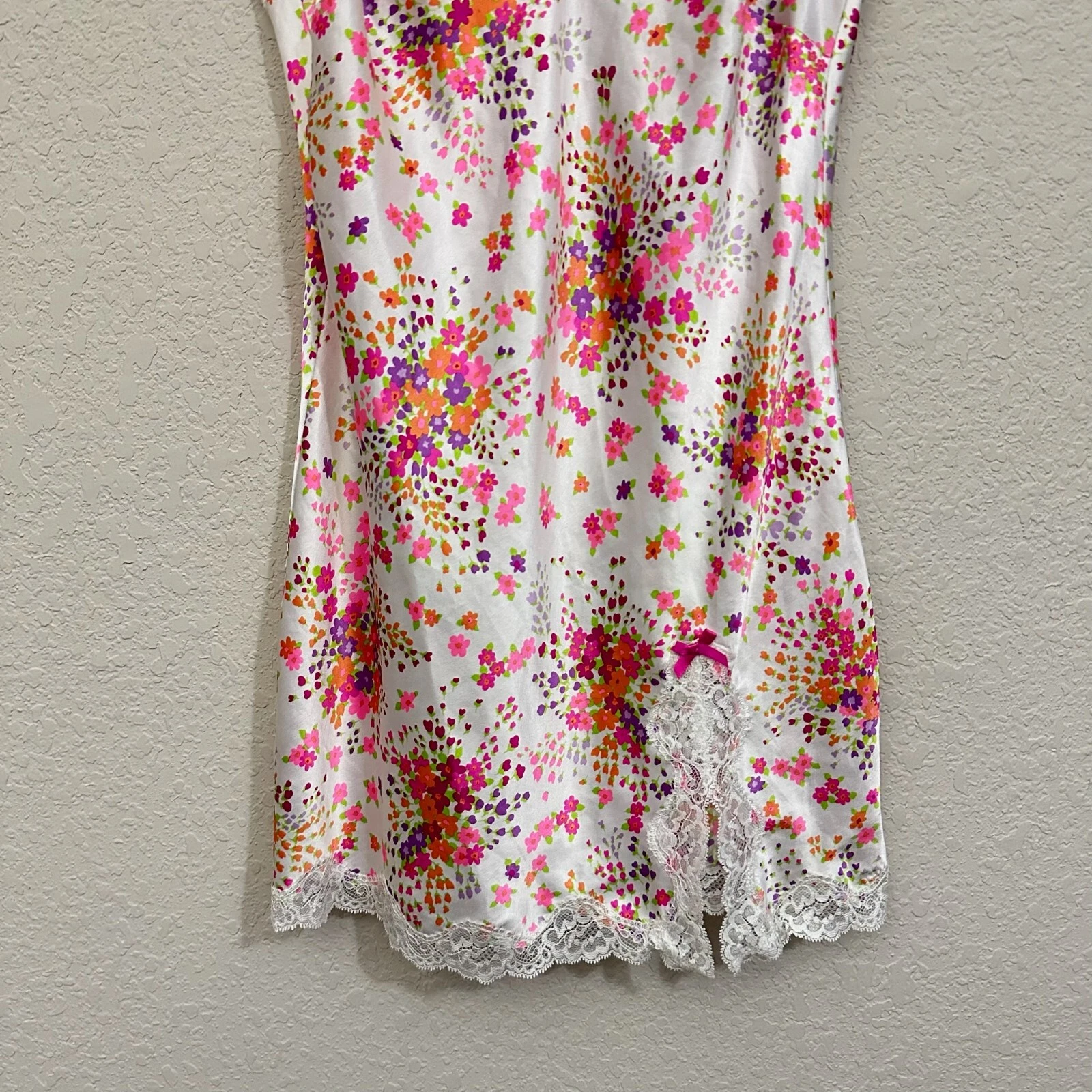 VALENTINO VINTAGE VICTORIA'S SECRET abito slip donna S bianco Ditsy floreale raso babydoll