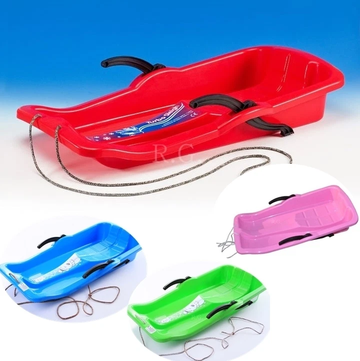 Schneegleiter Bob Schlitten Rodel Bremsen inkl Zugseil 4 Farben 80 x 43cm