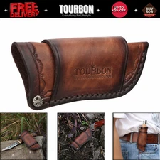 TOURBON Leather Knife Sheath Fixed Blade Cover Pocket Knives EDC Belt Pouch