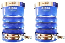 Pair of Silicone Blue Hump Hose for Charge Air & Clamps Set 3.5" ID x 6.2" Long