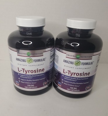 2-Amazing Formulas L-Tyrosine, 500Mg. 180 Capsules Exp: 08/2024 Sealed