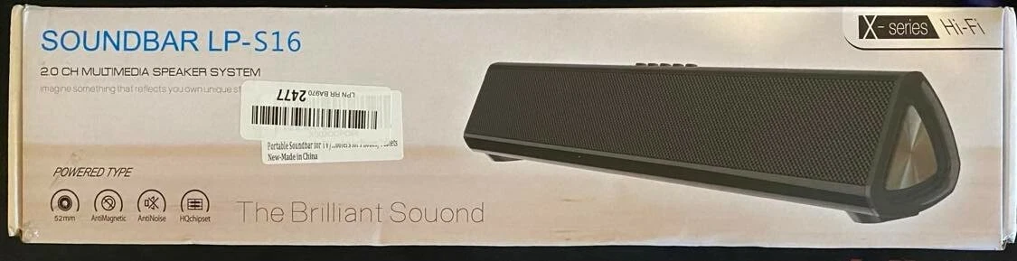 Soundbar S16 Black X Series Hi Fi 2.0 Chanel Multimedia Speaker