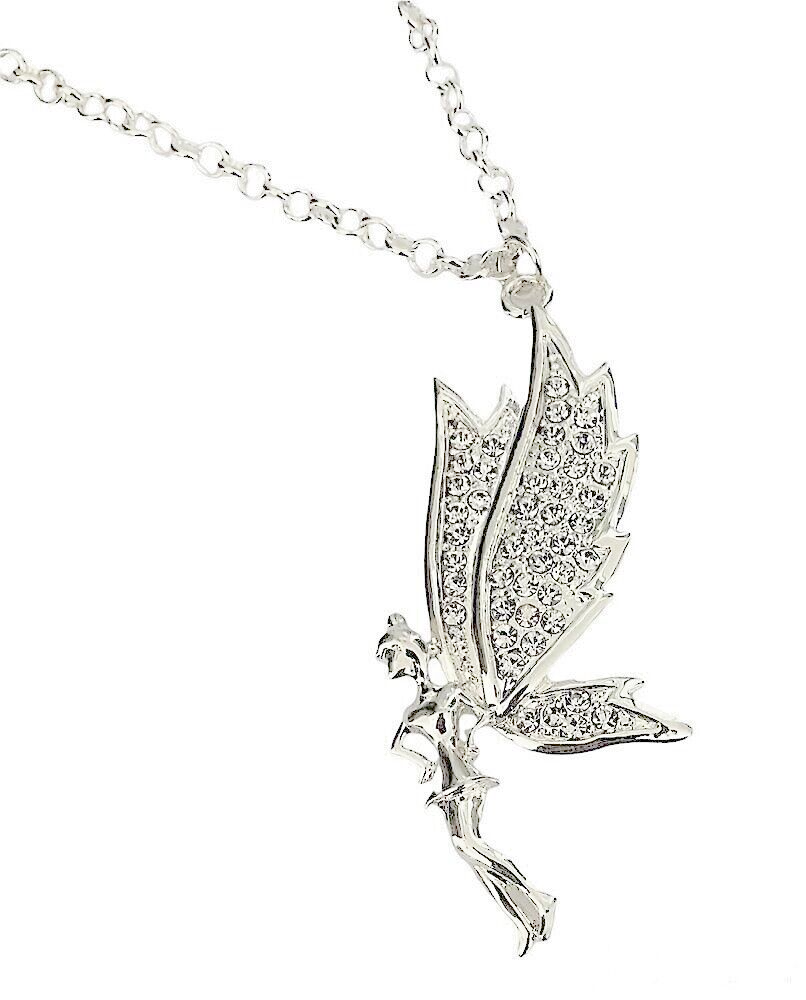 Silver Crystal Fairy Necklace Pendant Chain Gift Jewellery for Her