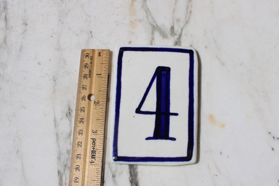 DIRECCIÓN CASA AZULEJO NÚMERO 4 AZUL COBALTO BLANCO PORCELANA-#4A Foto 4 de 4