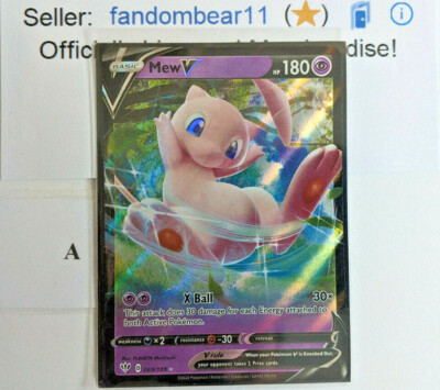 Mew V FULL ART ULTRA RARE card 069/189 SWSH Darkness Ablaze 2020