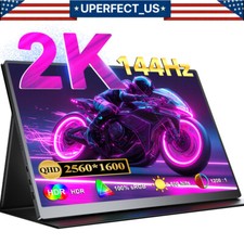 UPERFECT 2K 144Hz Portable Gaming Monitor, 16" HDR FreeSync w/VESA for PC Phone