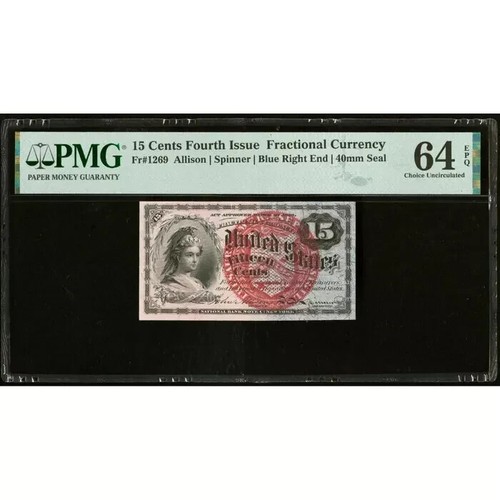 United States 15 Cents 1869 Fr#1269 Fractional Currency PMG 64 Choice UNC EPQ