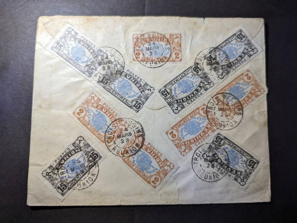 1923 Registered French Reunion Cover Trois Bassins to Liege Belgium - Image 2 of 2