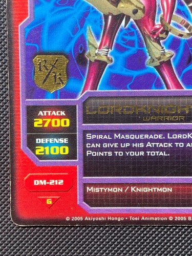 DM-212 LordKnightmon Gold Name Text Digimon CCG Karte Royal Knights 2005 - Bild 5 von 10