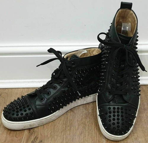 Christian Louboutin Ropa Hombre Cuero Negro Pinchos Altas Zapatillas 44 |  eBay