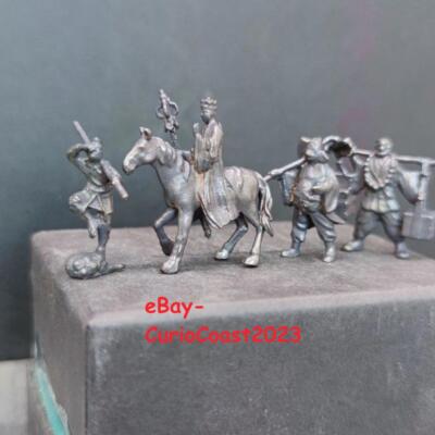 4x Journey to the West Characters Figure Monkey King Solid Brass Statue Decor