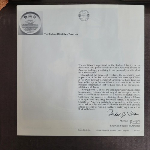 Norman Rockwell Edwin Knowles Collection, Sitting Pretty?, 1986 COA - Foto 6 di 6