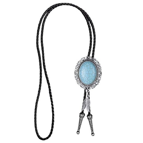 Turquoise Feather Native Tie Necklace Western Cowboy Rodeo eBay