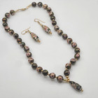 Vintage Cloisonne Necklace Earrings Set 17"