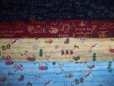 CHRISTMAS SAYINGS words Cotton quilt FABRIC U-Pick READ 4 INFO 1/2 yd cuts BTHY