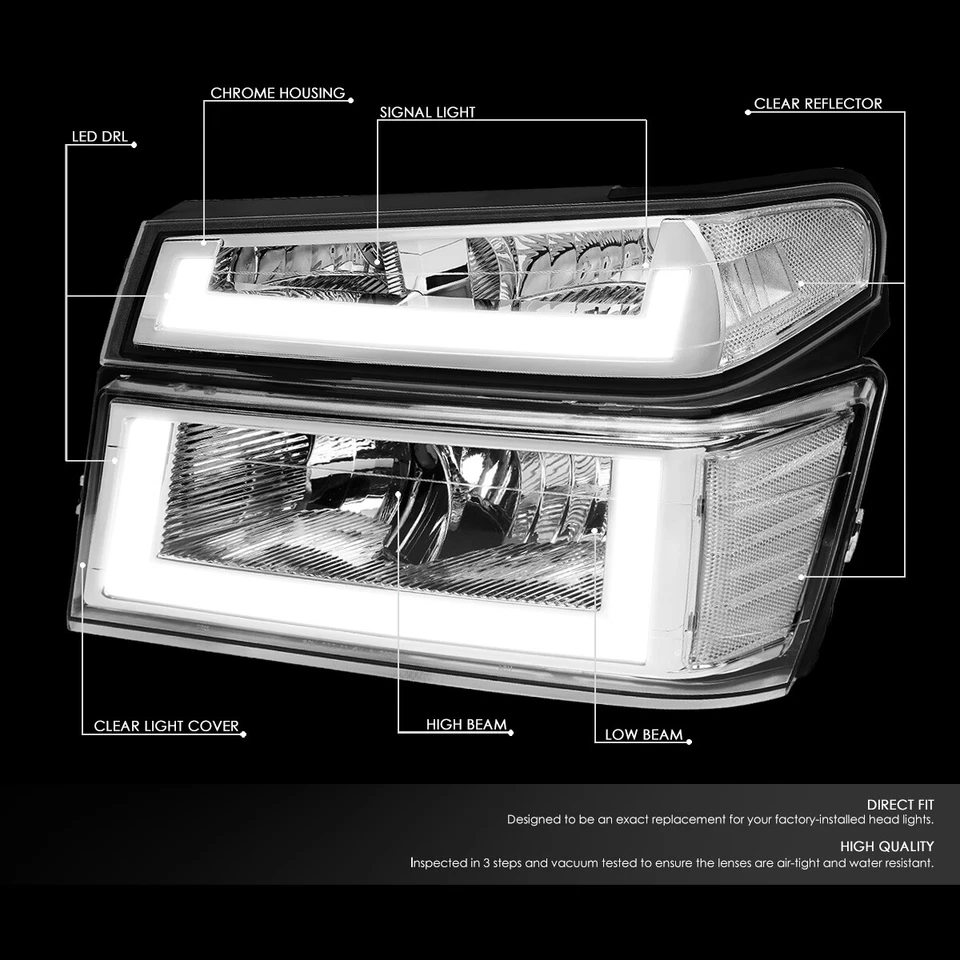PARA 2004-2012 COLORADO CANYON PAR LED DRL FAROS PARACHOQUES LÁMPARAS CROMO/CLARO Foto 2 de 4