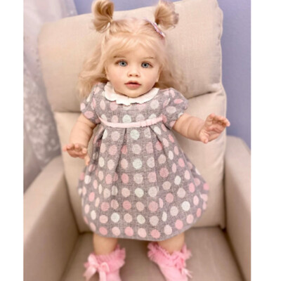 26inch Real Reborn Baby Dolls Painted Girl Toddler Dolls Hand-Rooted Hair Gifts