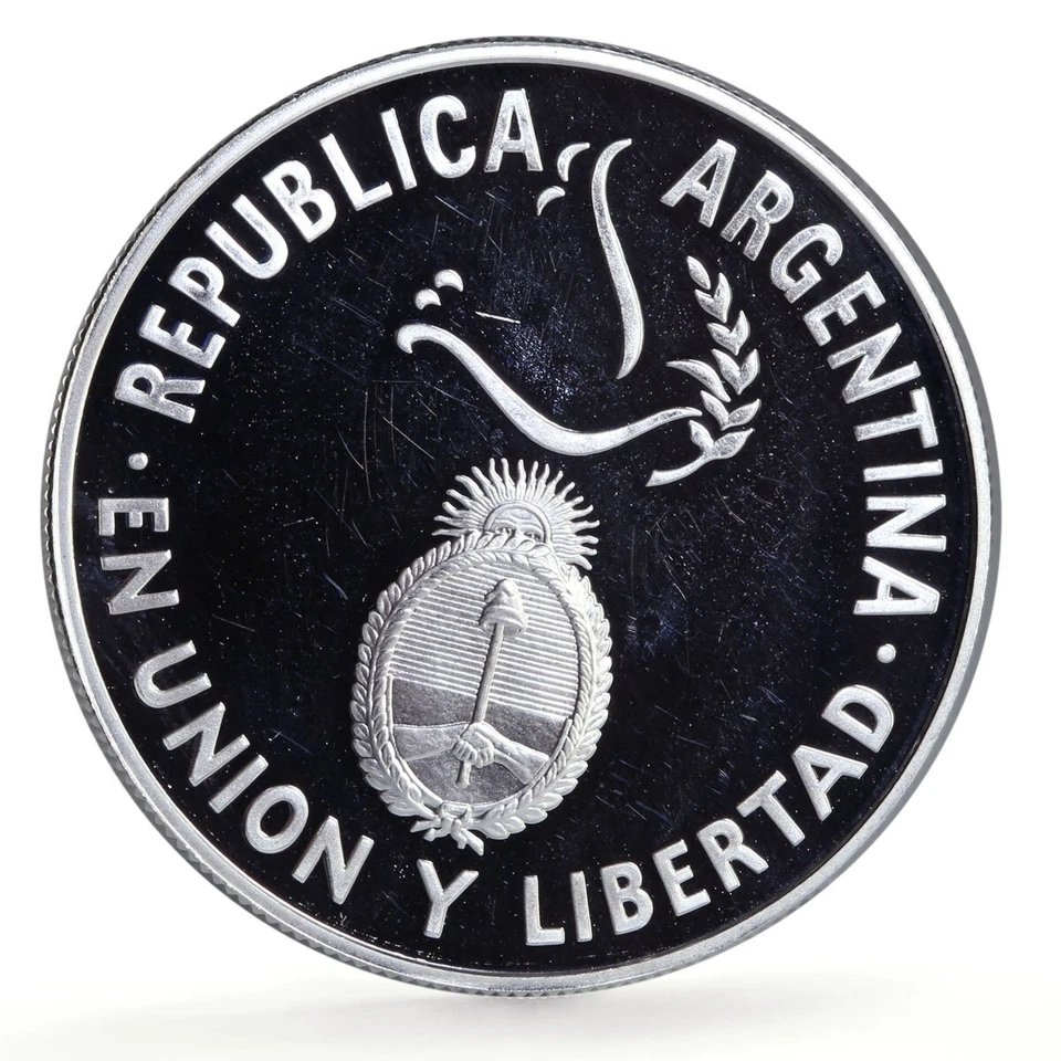 Argentina 1 Peso Naciones Unidas Logo 50 Aniversario Prueba Moneda Plata 1995 Foto 2 de 4