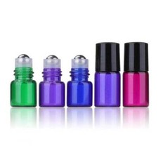 Wholesale 1ml-10ml Colorful Glass Essential Oil Roller Bottle w/ Ball Black Cap
