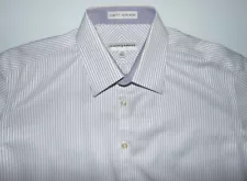 Jhane Barnes Mens Slim Fit Purple Stripe Button Front Shirt Size Large
