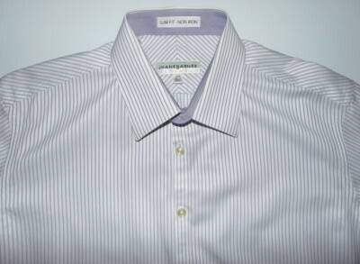 Jhane Barnes Men's Slim Fit Purple Stripe Button-Up Shirt - Size 16