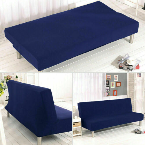 Armless Sofa Bed Cover Sofa Slipcover Stretch Futon Full Folding Couch Protector - Picture 5 of 44