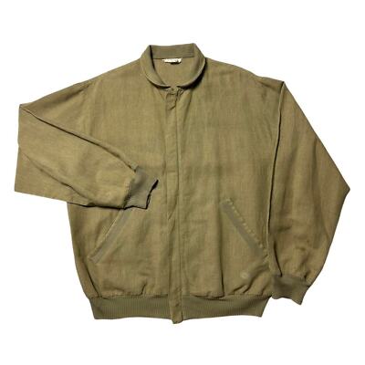GMF 965 Vintage Made in Italy Linen Zip Front Bomber Tanker Jacket 39 Medium