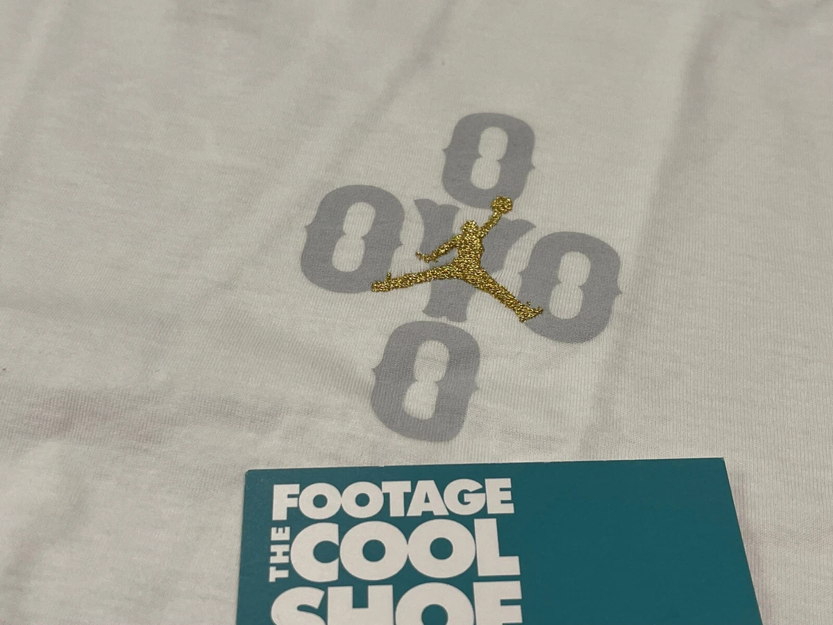 Nike Mens Air Jordan 10 OVO T-Shirt White/Grey-Gold Size