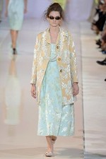 $7760! New Rochas Floral | Duchess Flower Devoré Beige Mint Coat Jacket Size 42