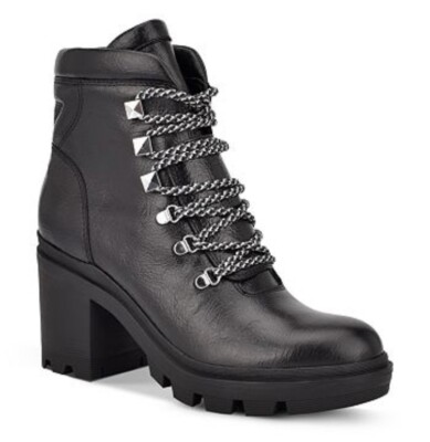 Mark Fisher Women's KINI Size M Black LEATHER Lace-Up Lug