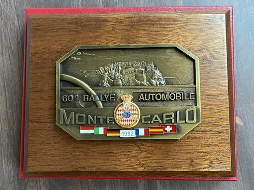 Trophée Automobilia - Plaque émaillée Rallye Monte Carlo 1994 - Souvenir Collection