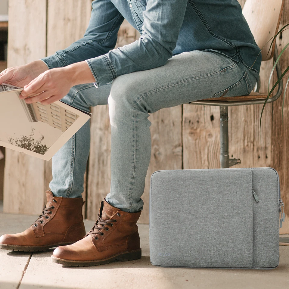 Funda protectora para portátil bolsa de transporte a prueba de golpes 14-15,6 pulgadas gris Foto 3 de 4