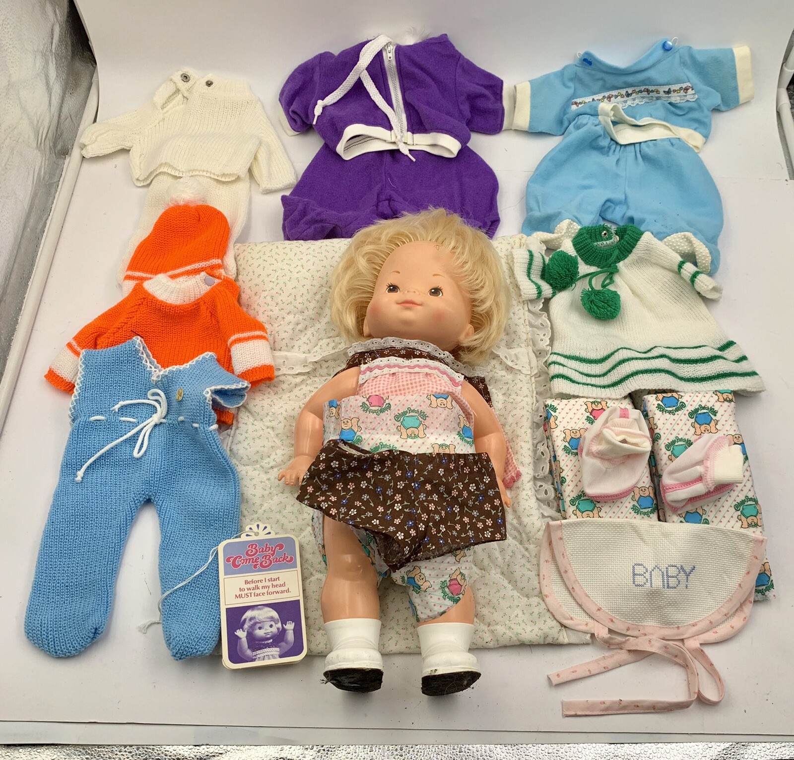 Vintage 16 Inch Mattel Baby Come Back Doll & Clothes (NOT WORKING) In