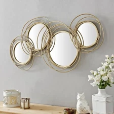FirsTime & Co ATCM93120 Gold Gabrielle Swirl Design Metal Wall Mirror Home Decor