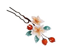 Women Ancient Chinese rose Flower Plastic Hairpin U-shaped Hanfu Hair Stick Gift