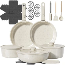 23 Pcs Pots and Pans Set Non Stick, Ceramic Cookware Set Non Toxic with Detac...