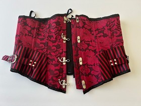 Steampunk-style Red/Black Underbust Corset Lace up Tummy Control Gothic L/XL
