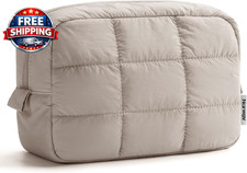 Quilted Makeup Bag for Women Girl, Puffer Travel Cosmetic Puffy Make Orga