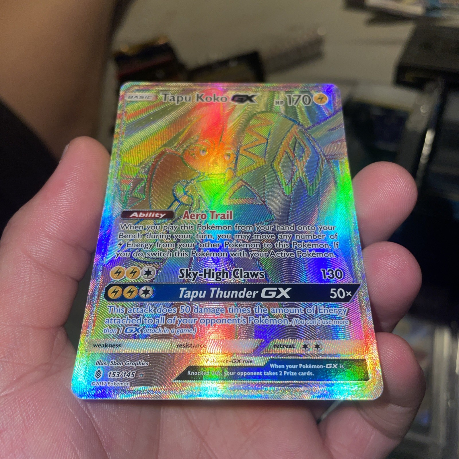 Tapu Koko GX 153/145 - Guardians Rising Pokemon Card - NM/perfect