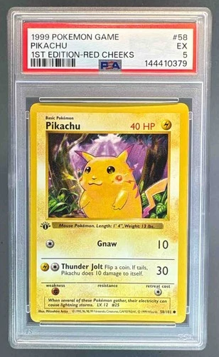 1999 Pokemon 1st Edition 58 Pikachu Red Cheeks PSA 5 144410379