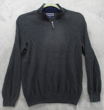 Club Room Sweater Mens Large Gray 1/4 Zip Pullover Cotton Knit Casual Classic