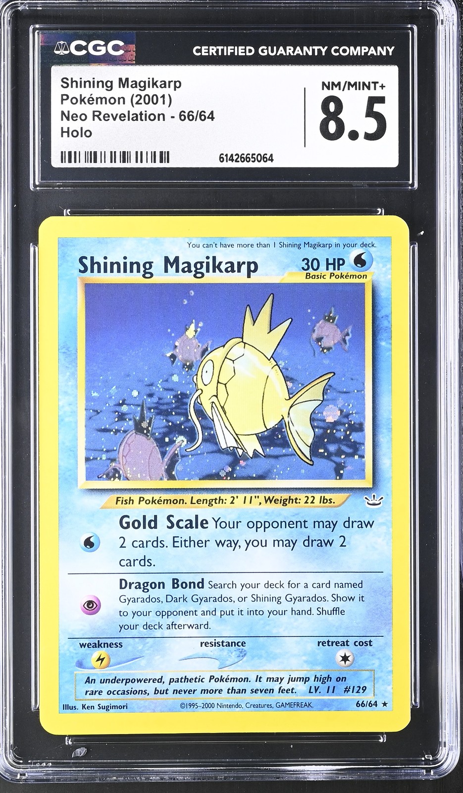 CGC 8.5 NM/MINT+ Shining Magikarp 66/64 Neo Revelation Holo Pokemon Card