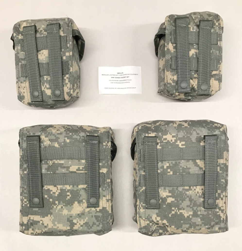 MOLLE II ACU Saw Gunner Utility Pouch Set USGI Two 100 & Two 200