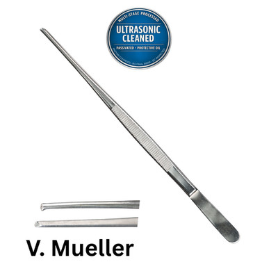 V Mueller SU2335 Tissue Forceps, 1x2 Teeth, Straight, 8'' - Ultrasonic Cleaned